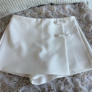 Zara White Skort with Decorative Bow Details